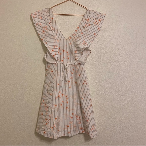 Club Monaco Floral Stripe Dress White Navy Red 00 - Picture 7 of 11